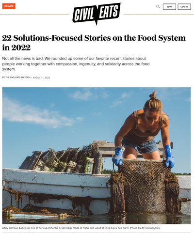 CIVIL EATS: 22 SOLUTIONS-FOCUSED STORIES ON THE FOOD SYSTEM IN 2022