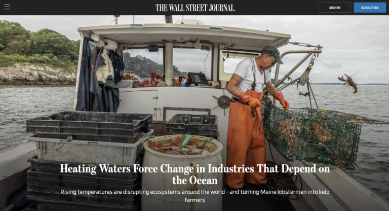 WSJ: Heating Waters Force Change in Industries That Depend on the Ocean
